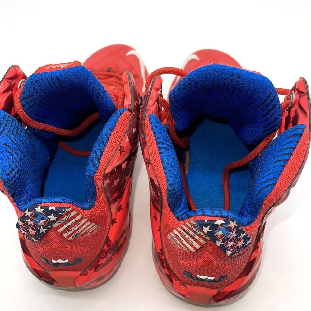 NIKE LEBRON XII (12) Independence Day Mens 10.5 USA 4th of July 684593-616 - Picture 8 of 13
